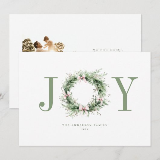 Joy Sweet Waterverf Krans Christmas Kaart (Voorkant / Achterkant)