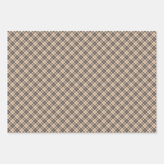 Joy Tan Tartan Pattern Kerstmis Inpakpapier Vel (Voorkant 3)