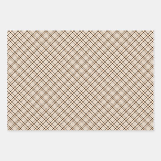 Joy Tan Tartan Pattern Kerstmis Inpakpapier Vel (Voorkant 2)