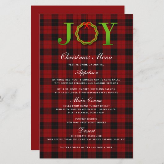 JOY TARTAN CHRISTMAS WREATH | HET MENU CHRISTMAS (Voorkant / Achterkant)