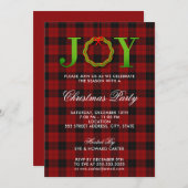 JOY Tartan Kerstparty uitnodiging (Voorkant / Achterkant)