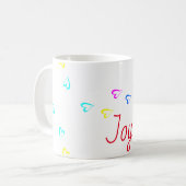 Joy tekst kleurrijke harten koffiemok (Voorkant links)