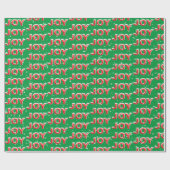 JOY-tekst met sneeuwvlokken op groene achtergrond Cadeaupapier (Vlak)