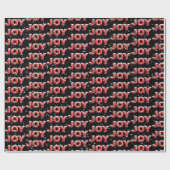 JOY-tekst met sneeuwvlokken op zwarte achtergrond Cadeaupapier (Vlak)