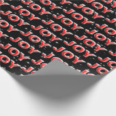 JOY-tekst met sneeuwvlokken op zwarte achtergrond Cadeaupapier (Hoek)