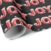 JOY-tekst met sneeuwvlokken op zwarte achtergrond Cadeaupapier (Rol Hoek)