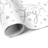 JOY-tekstpatroon in namaak zilver glinsterende ste Cadeaupapier (Rol Hoek)