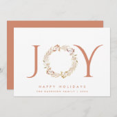 Joy Terracotta Krans Waterverf Kerstmis Feestdagenkaart (Voorkant / Achterkant)