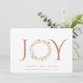 Joy Terracotta Krans Waterverf Kerstmis Feestdagenkaart (Staand voorkant)