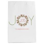 Joy Text Design with Kerstmis Wreated Medium Cadeauzakje (Voorkant)