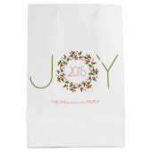 Joy Text Design with Kerstmis Wreated Medium Cadeauzakje (Achterkant)