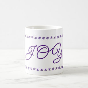 Joy text en sneeuwvlokken sterren koffiemok