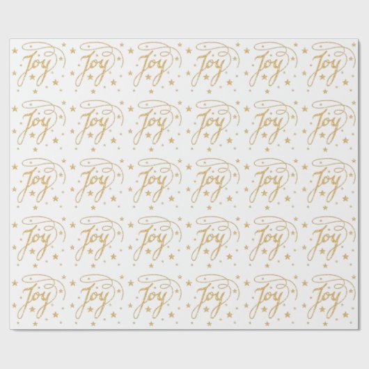 JOY Text Pattern in Faux Gold Glitter look Stars Cadeaupapier (Vlak)