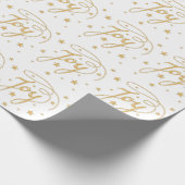 JOY Text Pattern in Faux Gold Glitter look Stars Cadeaupapier (Hoek)