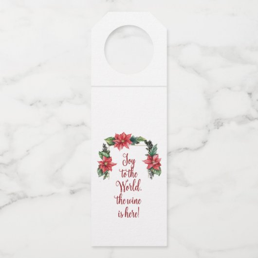 Joy the Wine is Here Christmas Bottle Hanger Label (Voorkant)