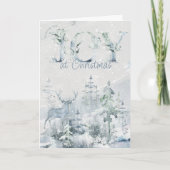 Joy tijdens de kerstWaterverf Winter Woodland Feestdagen Kaart (Voorkant)