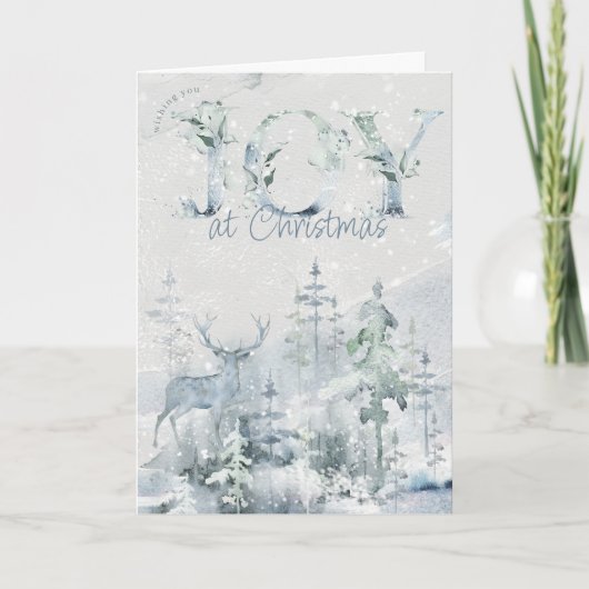 Joy tijdens de kerstWaterverf Winter Woodland Feestdagen Kaart (Voorkant)