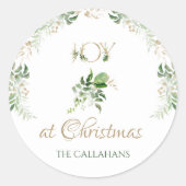 Joy tijdens kerstmis Tropische Groene Palm Leaves Ronde Sticker (Voorkant)