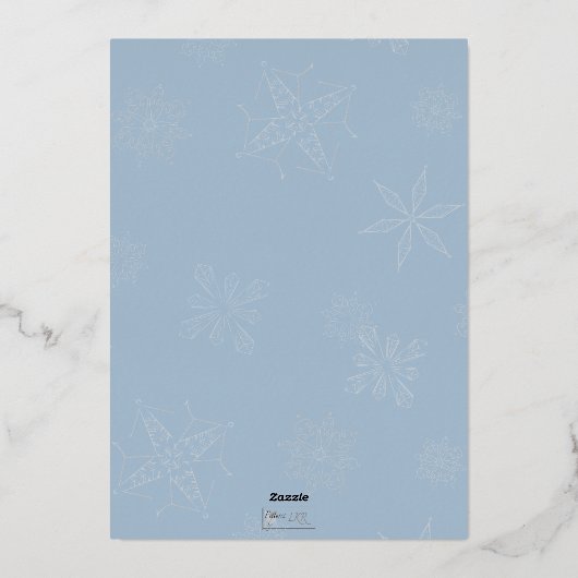 Joy to the Works Blauwe Folie Kerst Kaart (Achterkant)