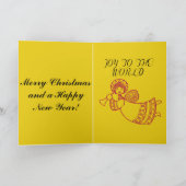Joy to the World 3 foto's Gele achtergrond Feestdagen Kaart (Binnen)