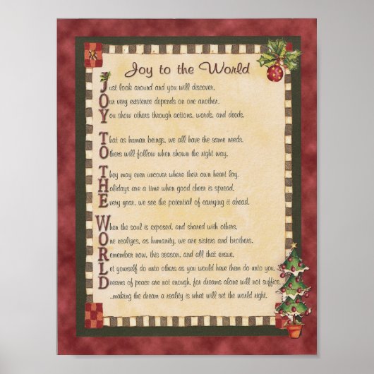 "Joy to the World" Acrostic Poem Canvas afdrukken Poster (Voorkant)