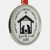 Joy to the World Black and White Metal Ornament (Rechts)
