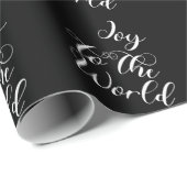 Joy to the World Black Gift Wrapping Paper Cadeaupapier (Rol Hoek)