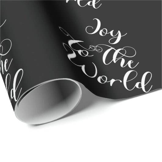 Joy to the World Black Gift Wrapping Paper Cadeaupapier (Rol Hoek)