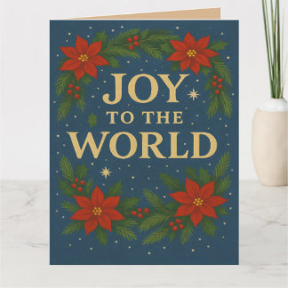 Joy to the World blauw thema kerst Kaart