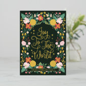 Joy To The World Bloementuin Elegante Fotolijst Folie Feestdagenkaart (Staand Voorkant)