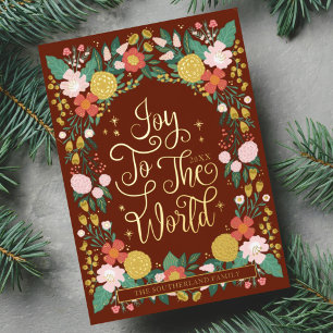Joy To The World Bloementuin Elegante Fotolijst Folie Feestdagenkaart