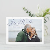 Joy to the World Blue Photo kerstfeestay Kaart (Staand voorkant)