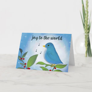 Joy to the World Bluebird Holiday Card Kaart
