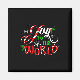 Joy to the World Candy Cane Kerstpyjama Xmas Magneet