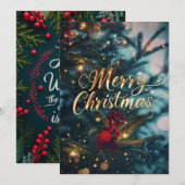 Joy to the World Christian Christmas Card Feestdagenkaart (Voorkant / Achterkant)