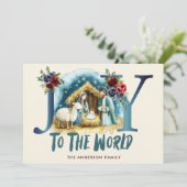 Joy To The World Christian Religious Christmas Feestdagenkaart (Staand voorkant)
