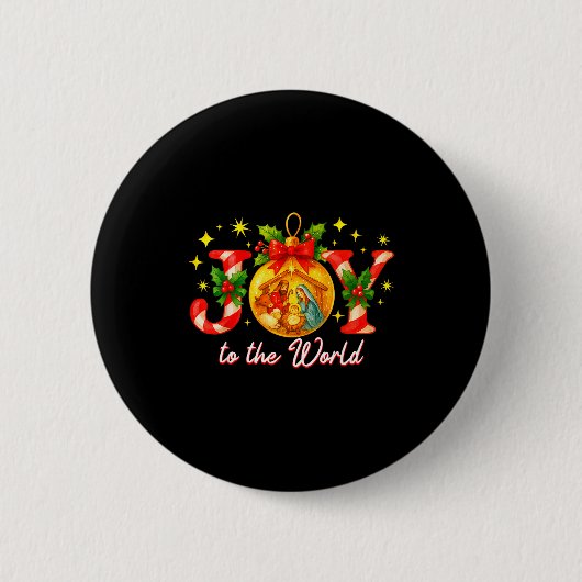 Joy To The World Christmas Christian Nativity  Ronde Button 5,7 Cm (Voorkant)