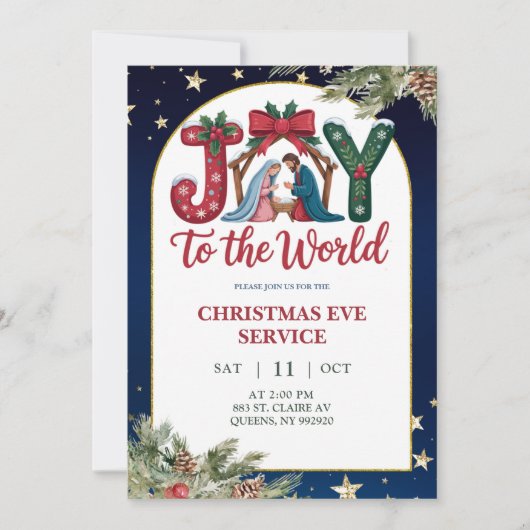 Joy to the World Christmas Church Service Kaart (Voorkant)