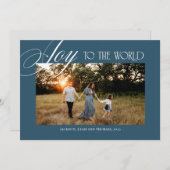 Joy to the World Christmas Design Blue Feestdagenkaart (Voorkant / Achterkant)