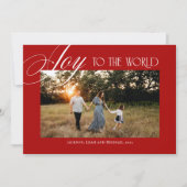 Joy to the World Christmas Design Red Feestdagenkaart (Voorkant)