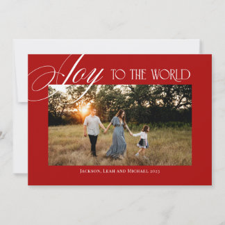 Joy to the World Christmas Design Red Feestdagenkaart