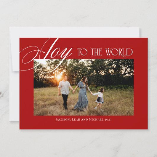 Joy to the World Christmas Design Red Feestdagenkaart (Voorkant)