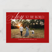 Joy to the World Christmas Design Red Feestdagenkaart (Voorkant / Achterkant)