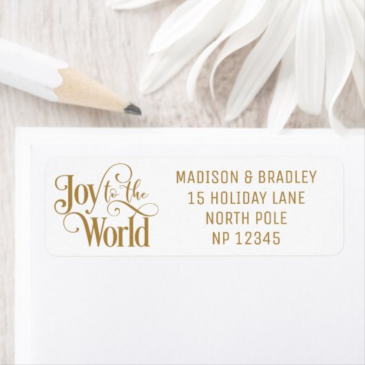 Joy To The World Christmas Feestdagen Gold Script Etiket (Insitu)