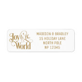 Joy To The World Christmas Feestdagen Gold Script Etiket (Voorkant)