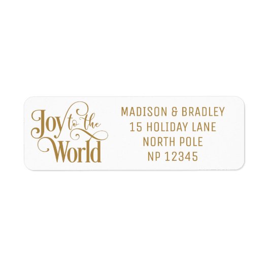 Joy To The World Christmas Feestdagen Gold Script Etiket (Voorkant)