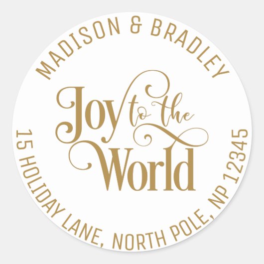 Joy To The World Christmas Feestdagen Gold Script Ronde Sticker (Voorkant)
