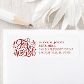 Joy To The World Christmas Feestdagen Red Script Etiket (Insitu)