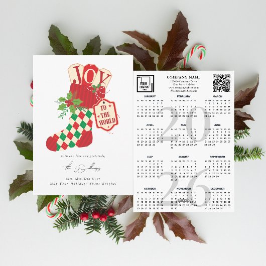 Joy to the World Christmas Rustic 2026 Calendar Feestdagenkaart