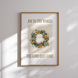 Joy to the World Christmas Wreath Poster